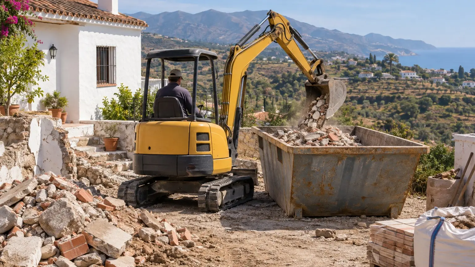 Demolición y carga de escombro en cuba