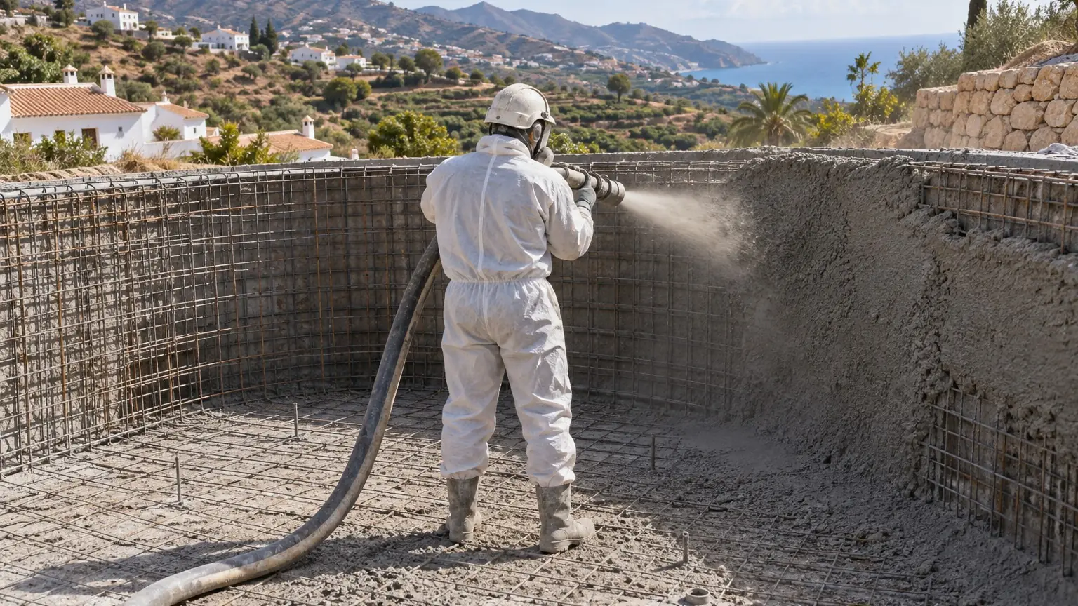 Gunitado de piscina de obra