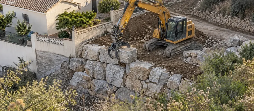 Escollera work on a tight plot in Alhaurín de la Torre