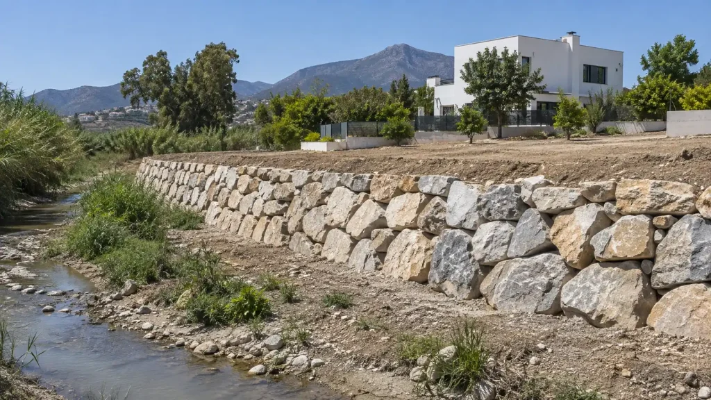 Escollera wall on the Cártama river plain