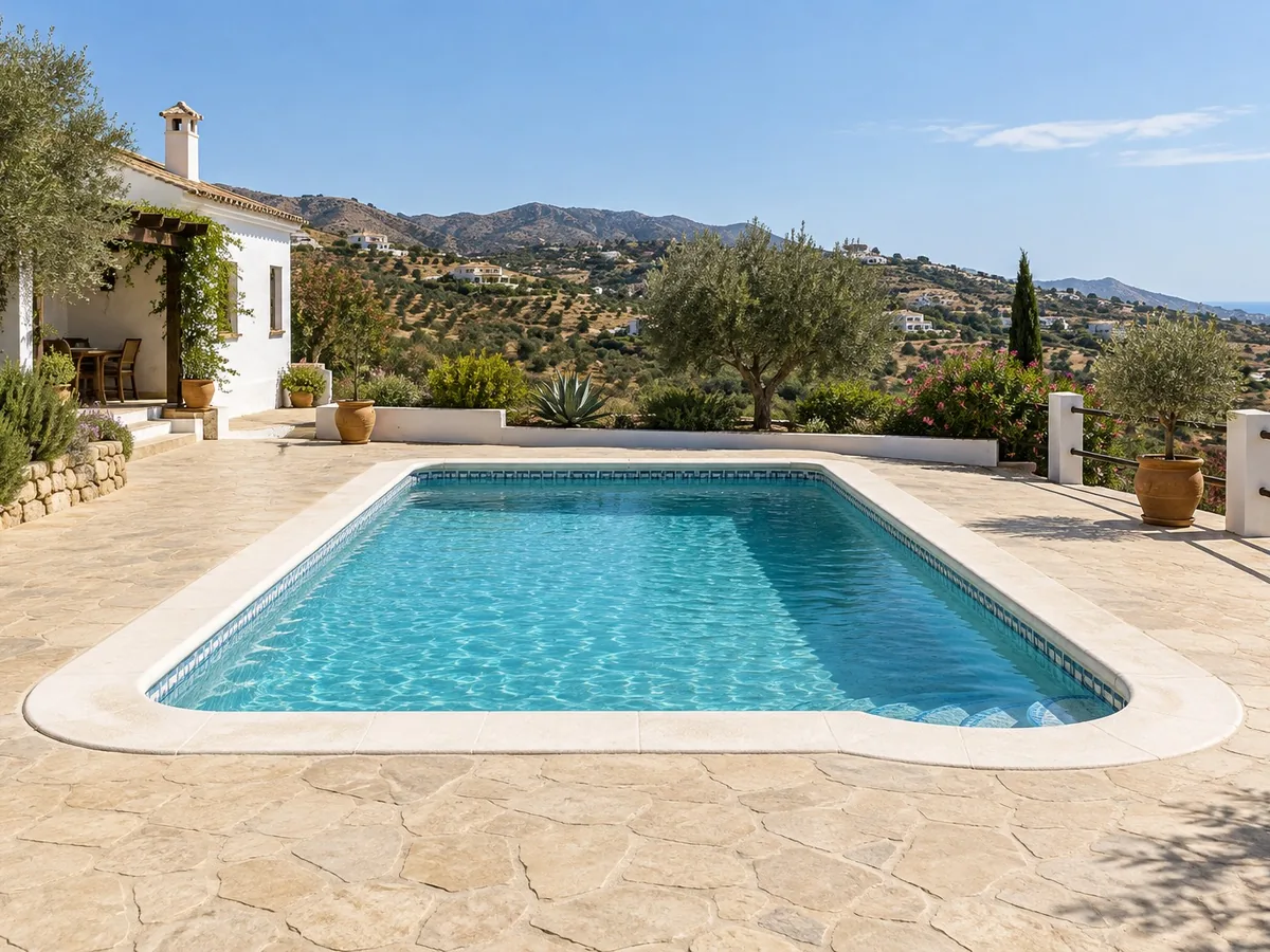 Piscina con hormigón impreso