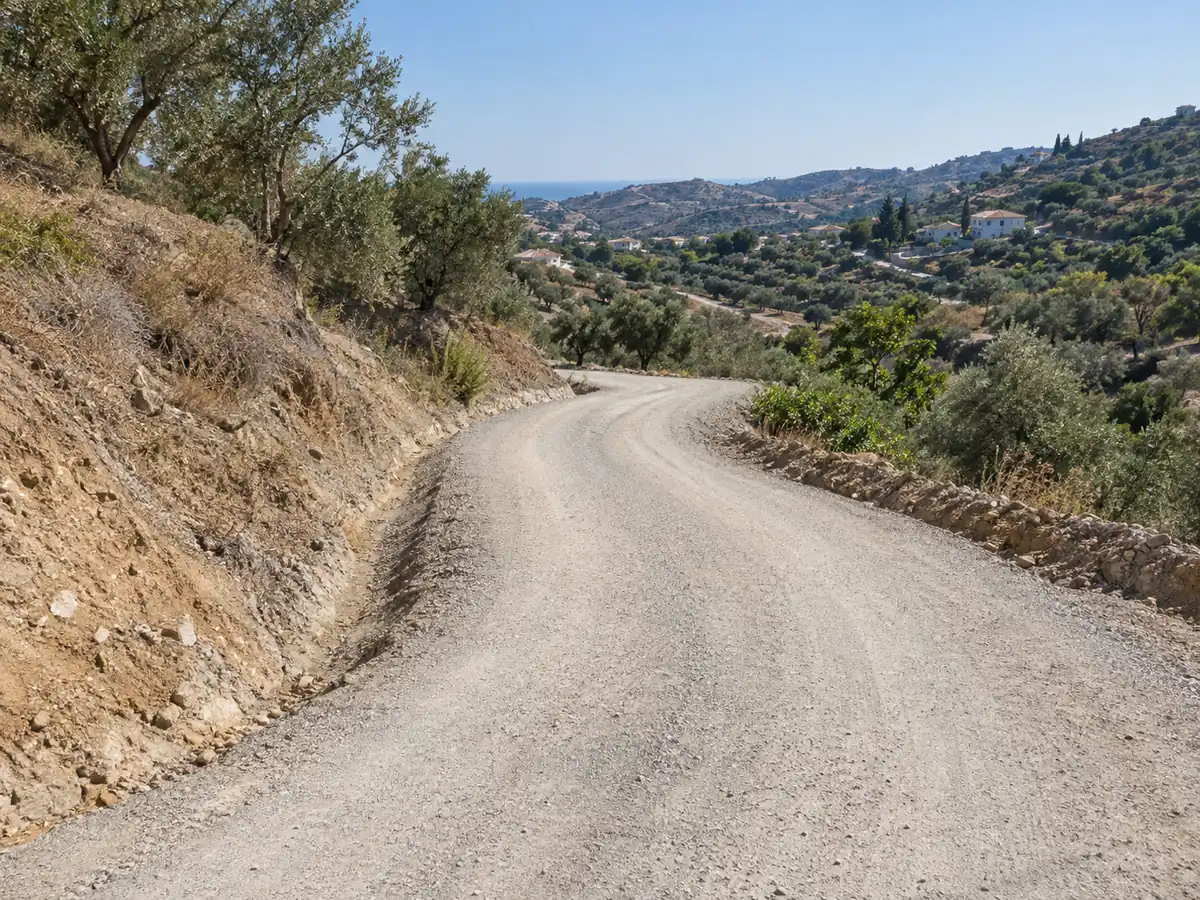 Camino vecinal con zahorra compactada en Rincón de la Victoria