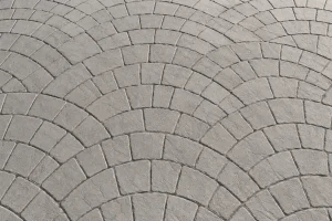 Hormigón impreso con molde Adoquín Abanico en color Plata