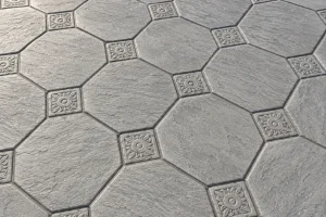 Hormigón impreso con molde Loseta Octogonal en color Crema