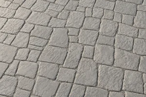 Hormigón impreso con molde Piedra Lisboa en color Oro
