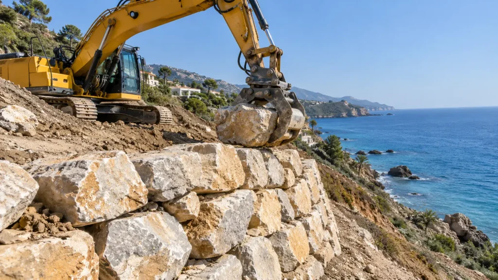 Muros de Escollera en Nerja 1 Muro de escollera de piedra natural en Nerja